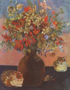 花と猫 作： Paul Gauguin